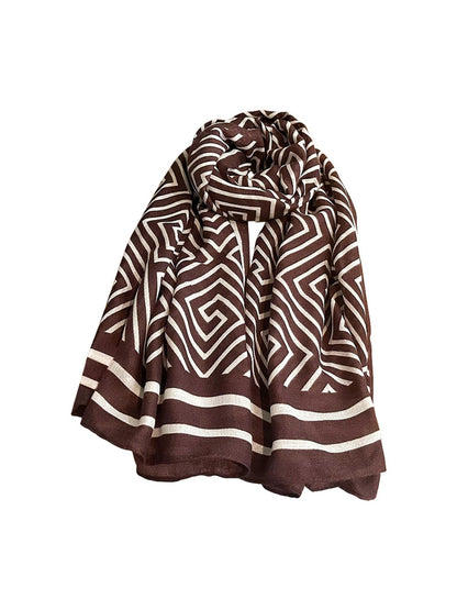 Scarvii - Lightweight Geometric Meander Pattern Wrap Scarf