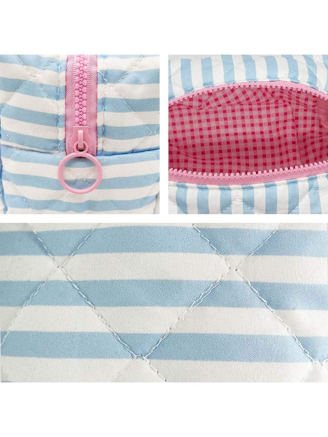 Cosbai - Colorblock Striped Quilting Cosmetic Organizer Bag