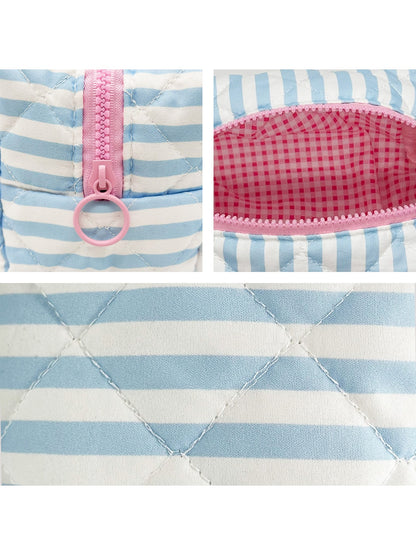 Cosbai - Colorblock Striped Quilting Cosmetic Organizer Bag