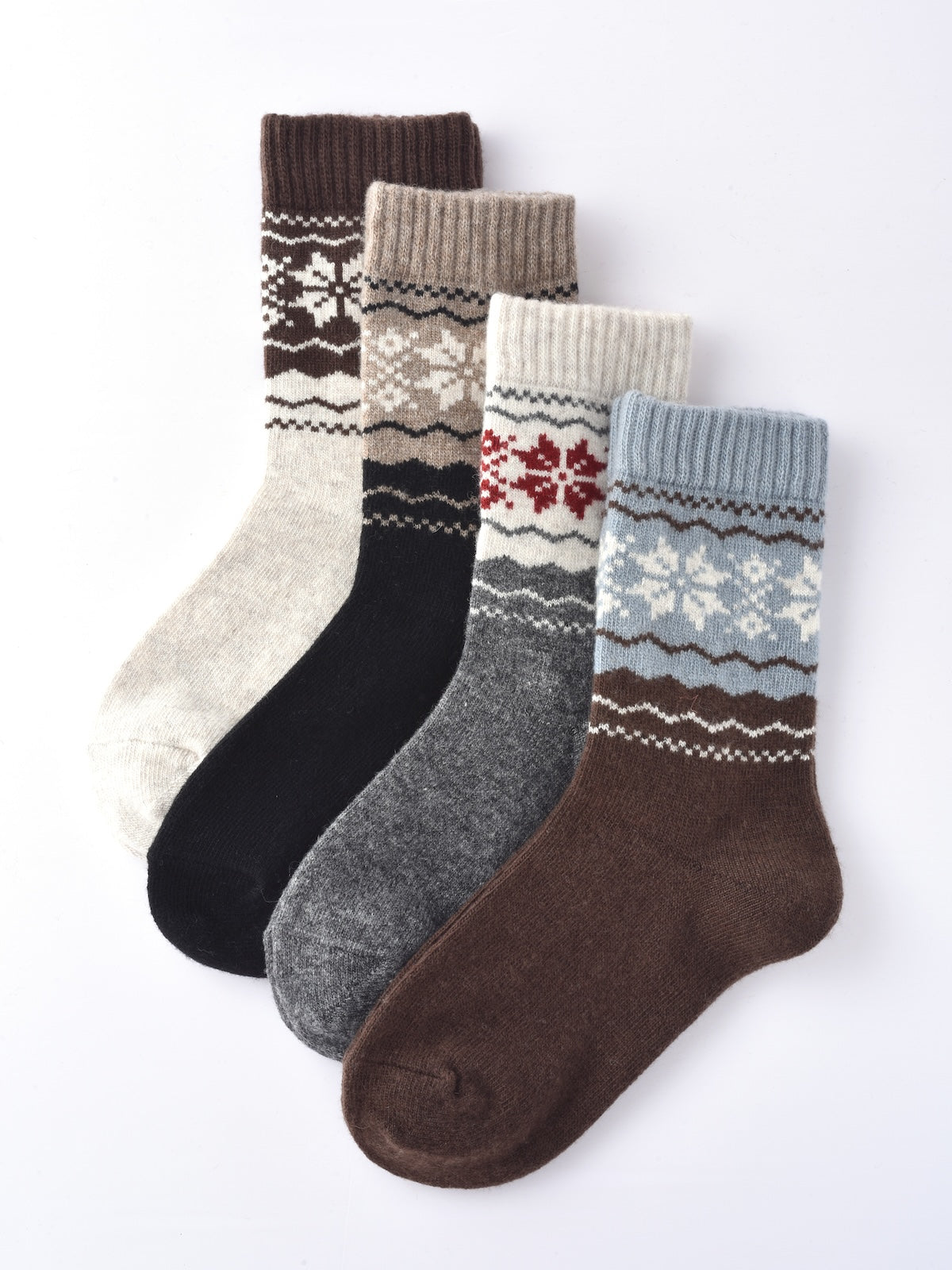 Rufia - Thickened Snowflake Patterned Mid-calf Socks