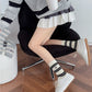 Rufia - Stripes Mid-calf Socks with Dog Patterns