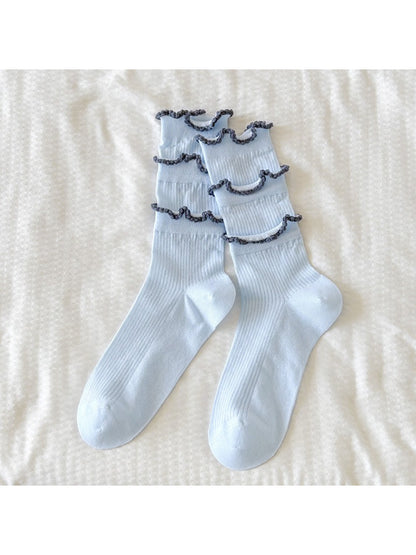 Rufia - Ribbon Ruffle Layer Crew Socks