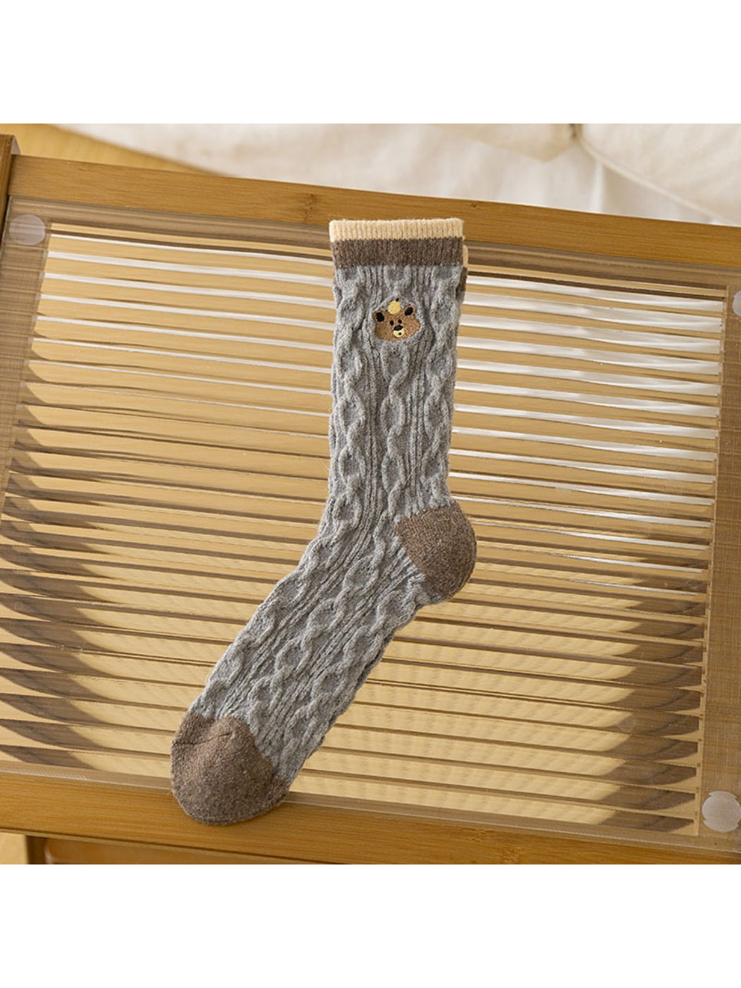 Rufia - Warm Patch Accent Cable Crew Socks
