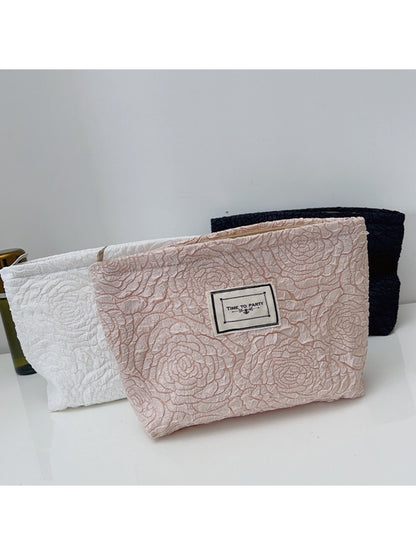 Cosbai - Rose Pattern Textured Cosmetic Pouch