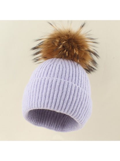 Haila - Brimless Ribbed Pom Pom Winter Knit Beanie
