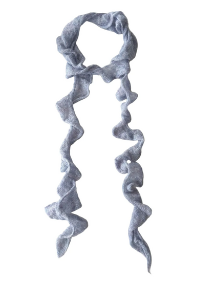 Scarvii - Solid Color Ruffle Skinny Scarf