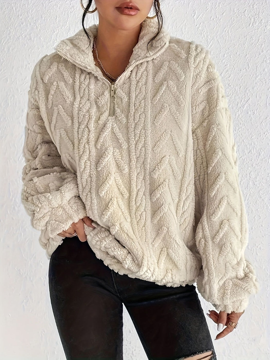 Crosa Casual Zip Pullover Sweatshirt for Women product shape