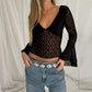 Crosa - Sheer Lace Bell-Sleeve Top Small  - Pure & Sexy