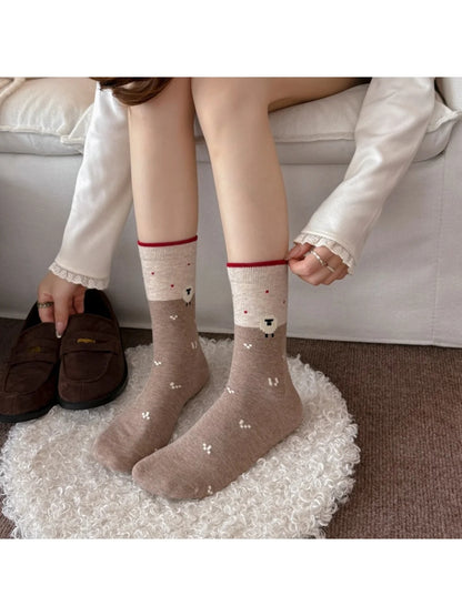 Rufia - Sheep Ribbed-Cuff Crew Socks