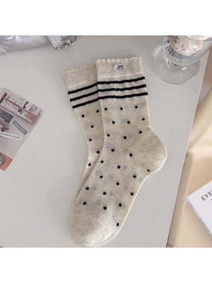 Rufia Ribbon Stripe Dot Crew Socks product image