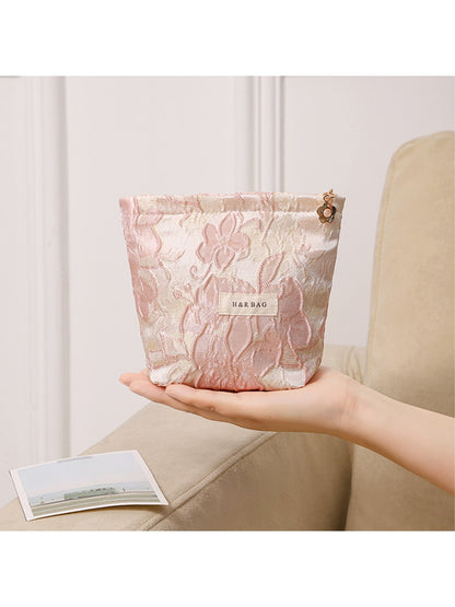 Cosbai - Embossed Floral Storage Pouch Makeup Bag