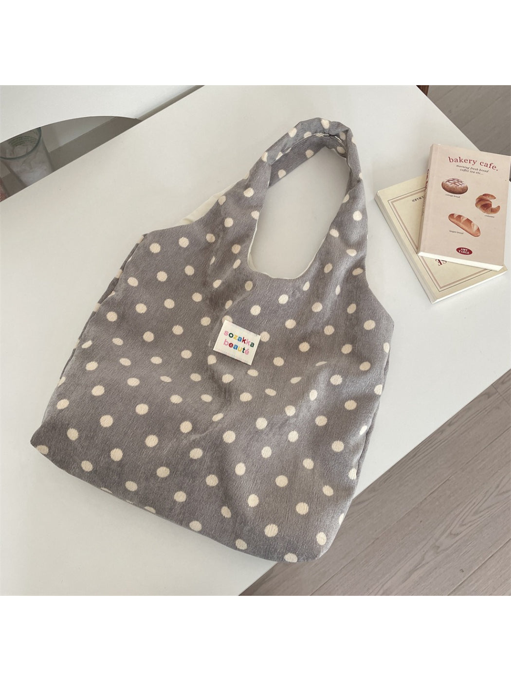 Cosbai - Polka Dot Soft Shoulder Tote Bag