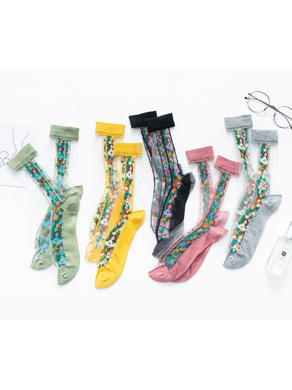 Rufia - Floral Panel Lightweight Sheer Socks product image 1