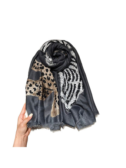 Scarvii - Tiger and Cheetah Pattern Lightweight Wrap Scarf