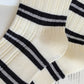 Rufia - Stripes Mid-calf Socks with Dog Patterns