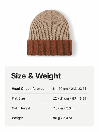 Haila - Colorblock Plush Lined Cuffed Knit Beanie