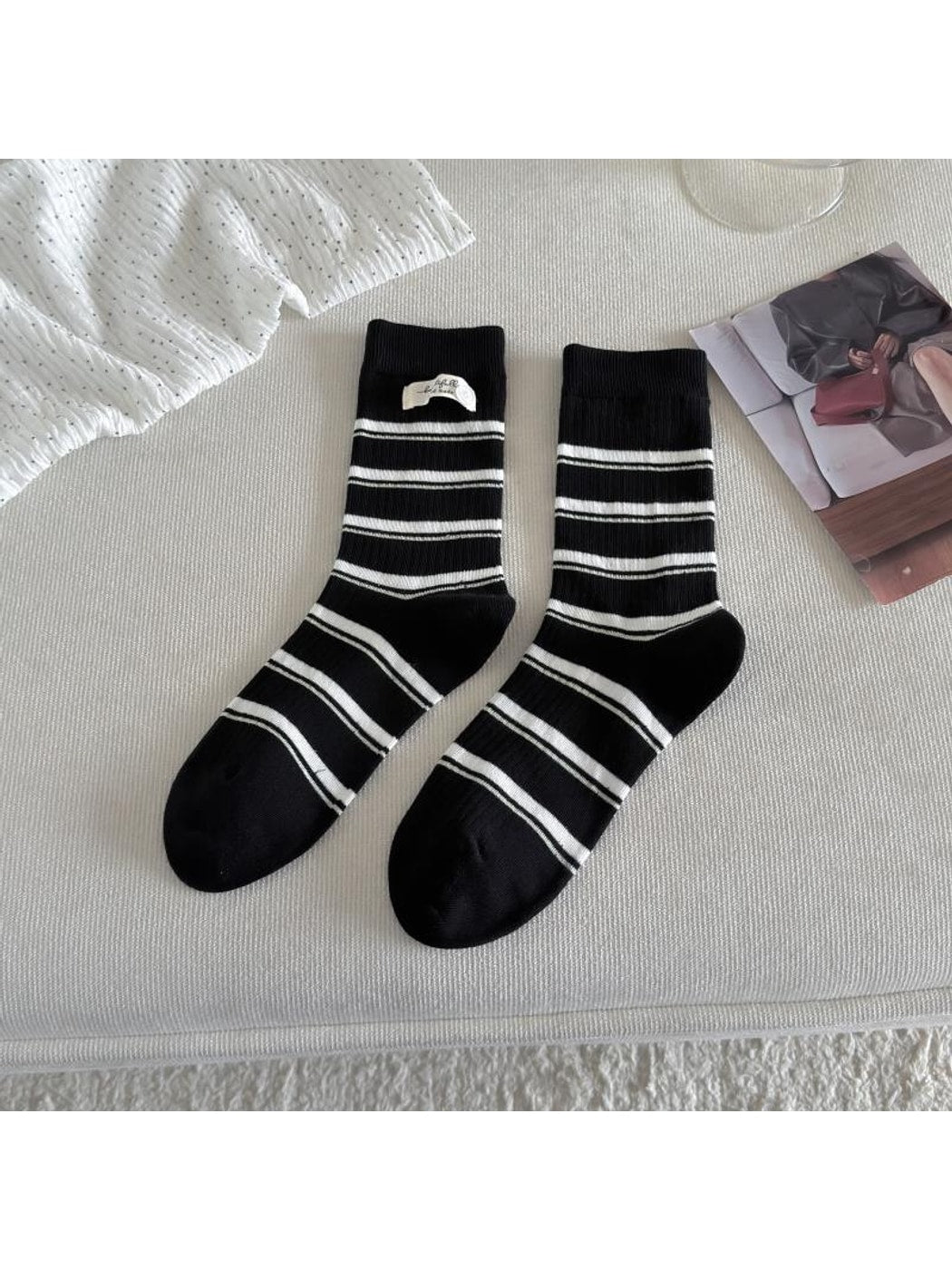 Rufia - Classic Striped Ribbed Crew Socks