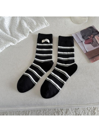 Rufia - Classic Striped Ribbed Crew Socks