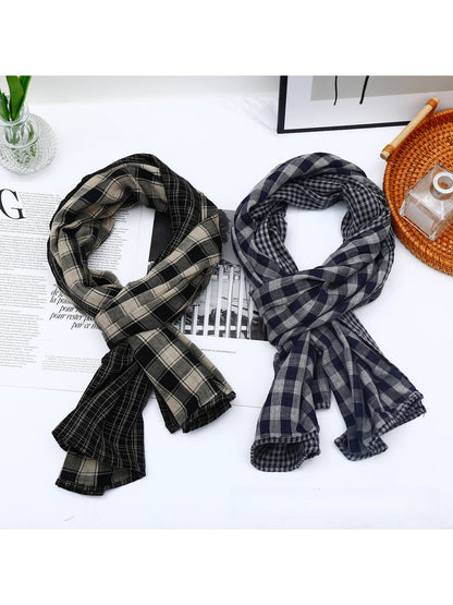 Scarvii - Geometric Plaid Rectangular Long Scarf