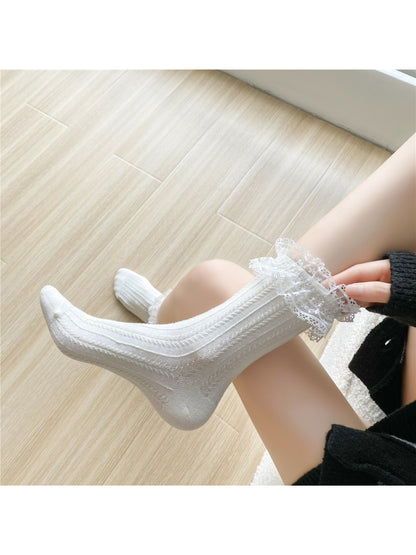 Rufia - Sweet Ruffle Knit Crew Socks