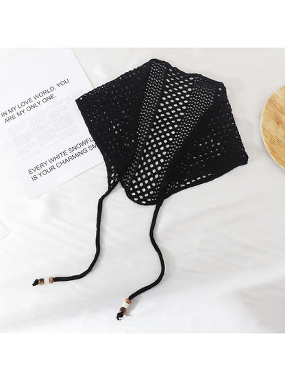 Scarvii - Openwork Beaded Tie Triangle Bandana