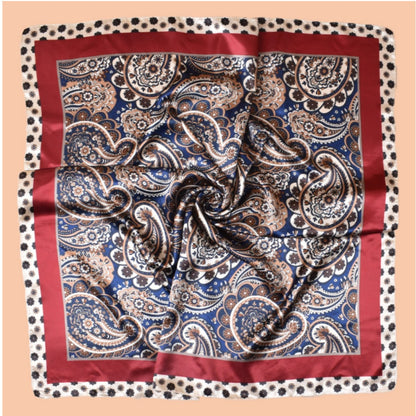 Scarvii - Vintage Paisley Orange Blue Square Scarf