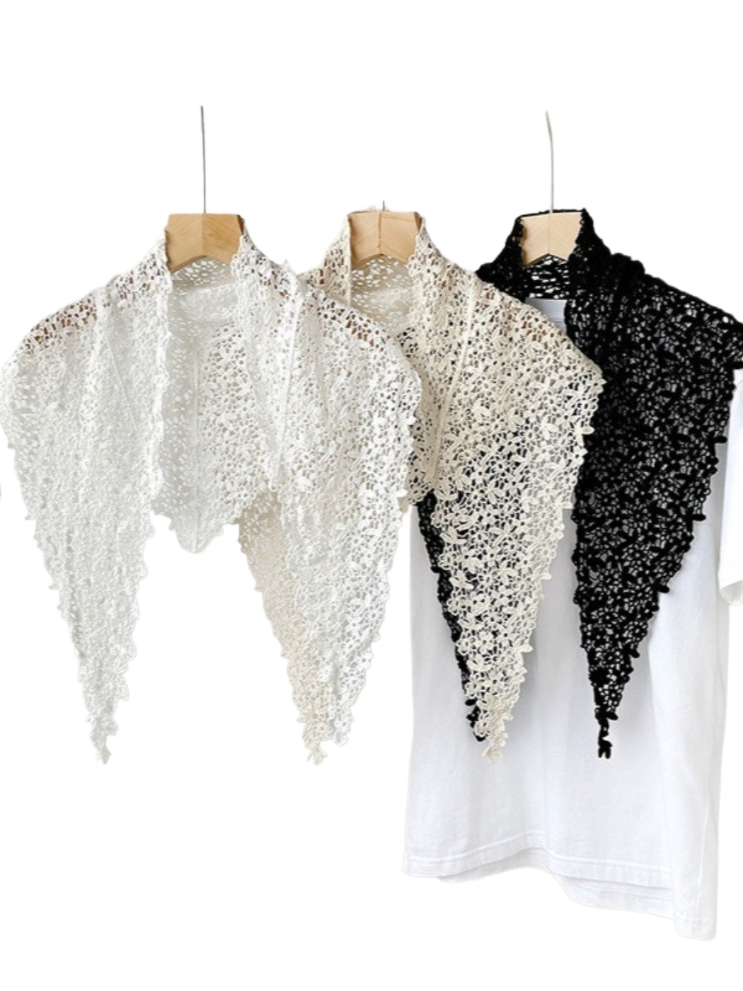 Scarvii - Solid Color Openwork Women's Triangle Scarf