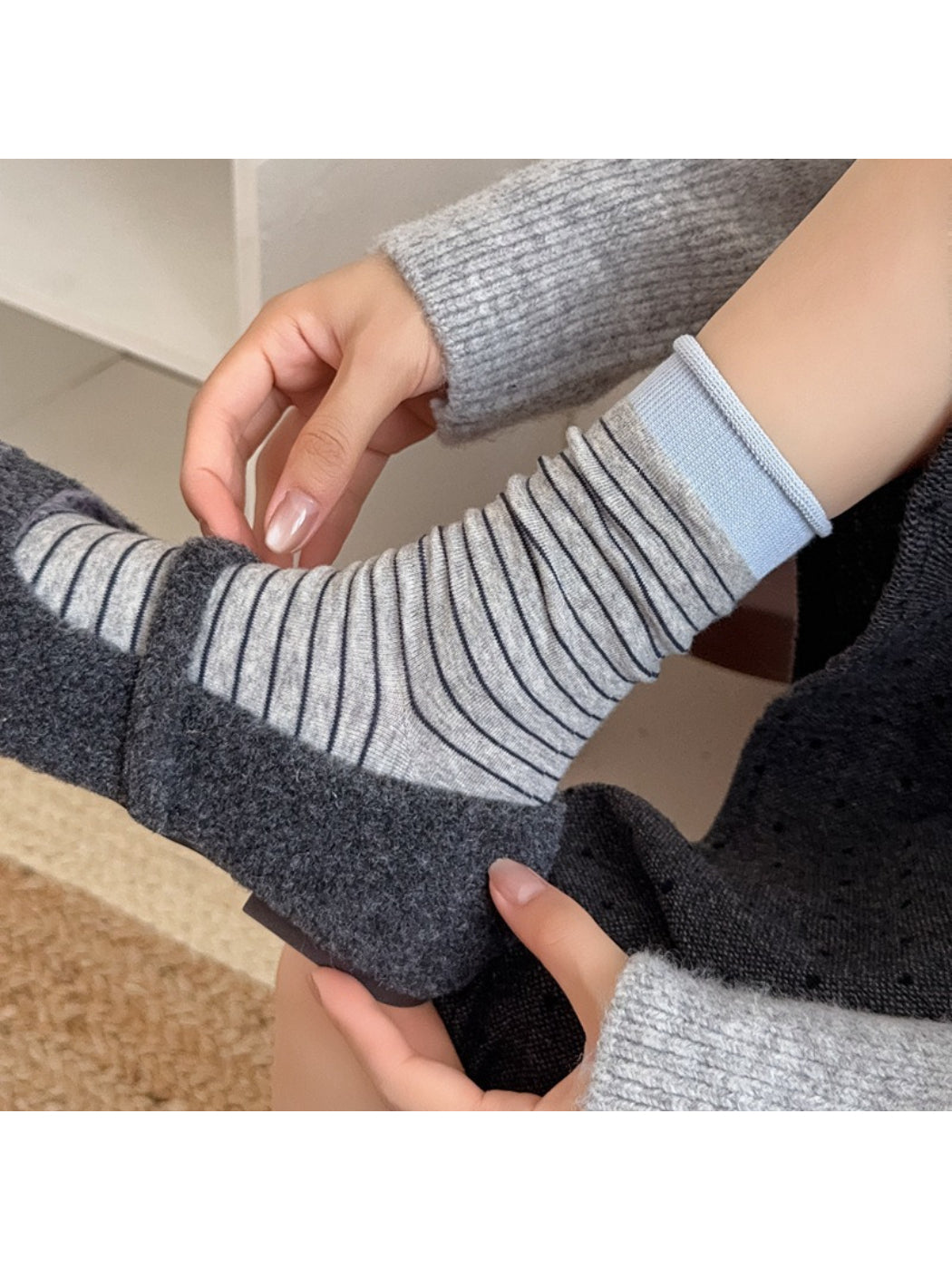 Rufia - Color Block Striped Crew Socks