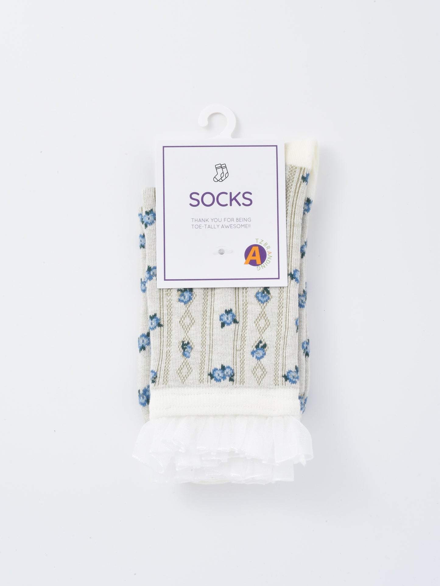 Rufia - Lace Ruffle Floral Knit Crew Socks