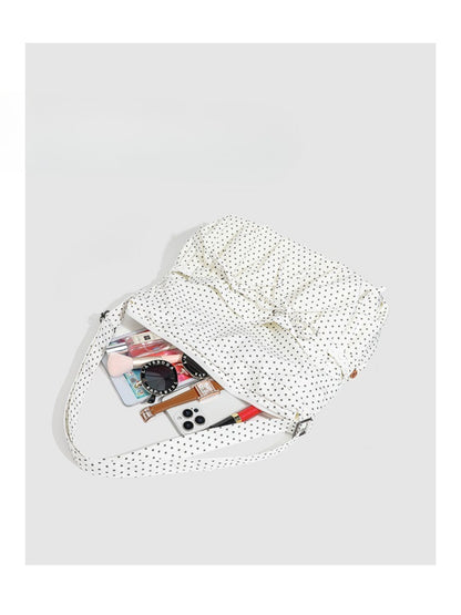 Cosbai - Polka Dot Ruffle Shoulder Bag