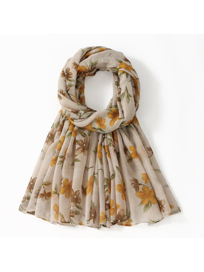 Scarvii - Floral Voile Print Scarf Shawl Beach Wrap