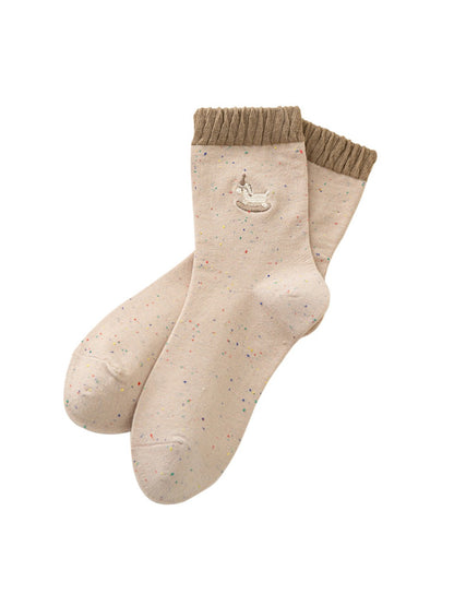 Rufia - Cute Cartoon Embroidered Mid-Calf Socks