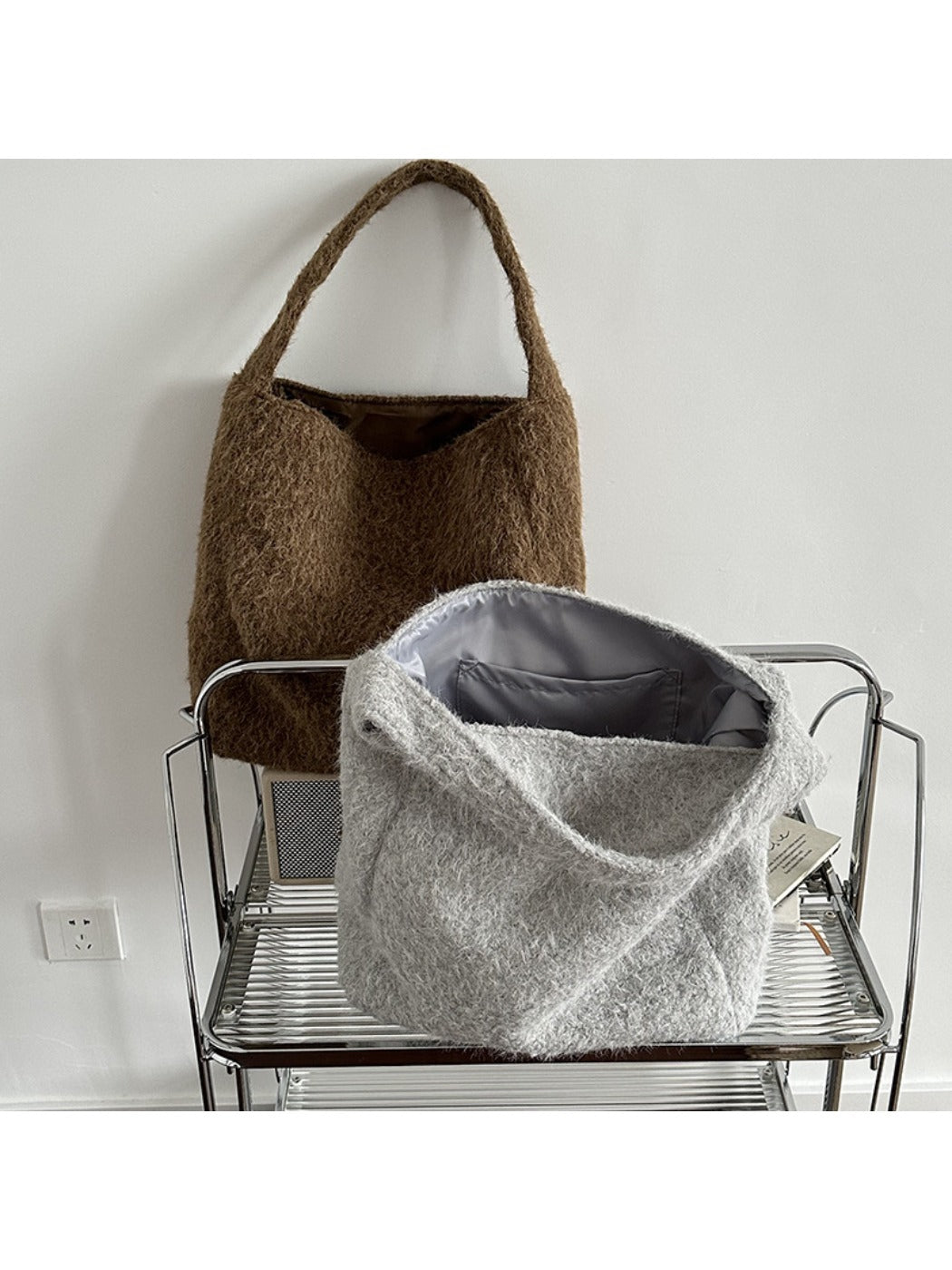 Cosbai – Winter Plush Bucket Bag & Handbag