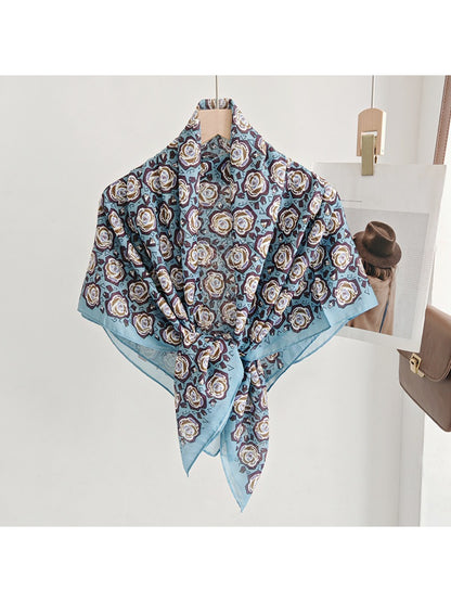 Scarvii Retro Rosette Print Scarf