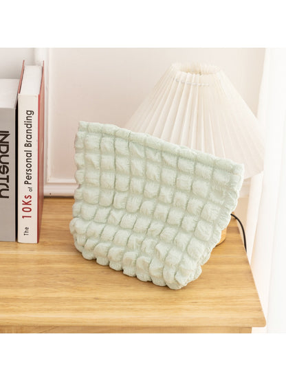 Cosbai - Puff-textured Solid Color and Stripes Zip Pouch