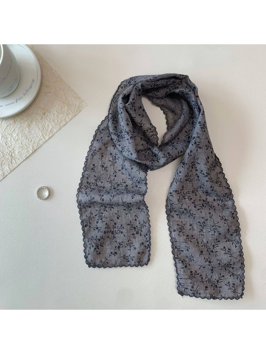 Scarvii Floral Embroidered Skinny Scarf product image