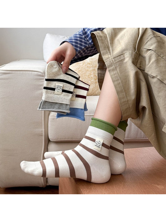 Rufia - Classic Fold Cuff Stripe Crew Socks