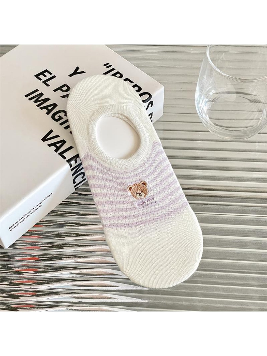 Rufia - Cute Striped Bear Low Ankle Socks
