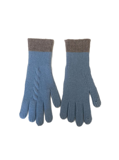 Gloving - Colorblock Cable Knit Gloves