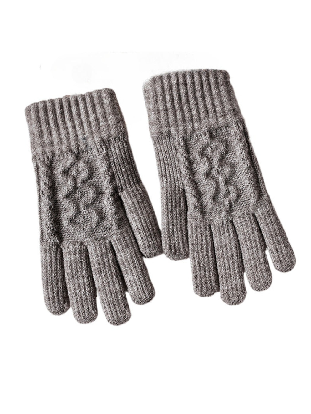 Gloving - Cable-Knit Ribbed Full Finger Gloves