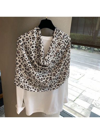 Scarvii - Heart Leopard Print Lightweight Wrap Scarf