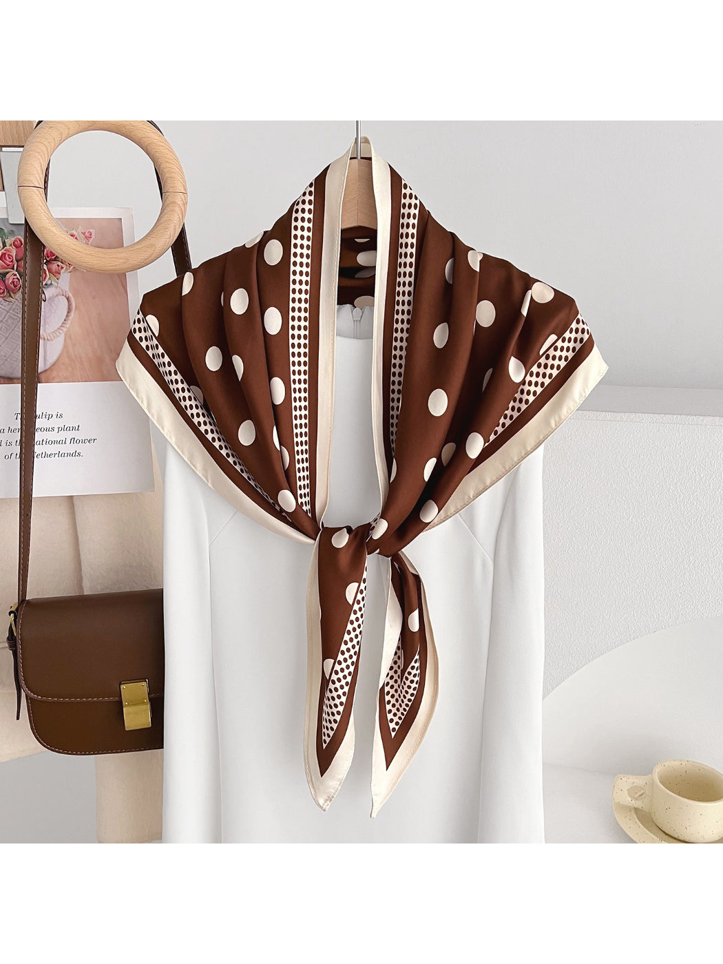 Scarvii Dotted Print Triangle Scarf