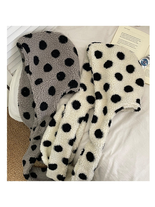 Haila Polka Dot Earflap Hat with dot pattern