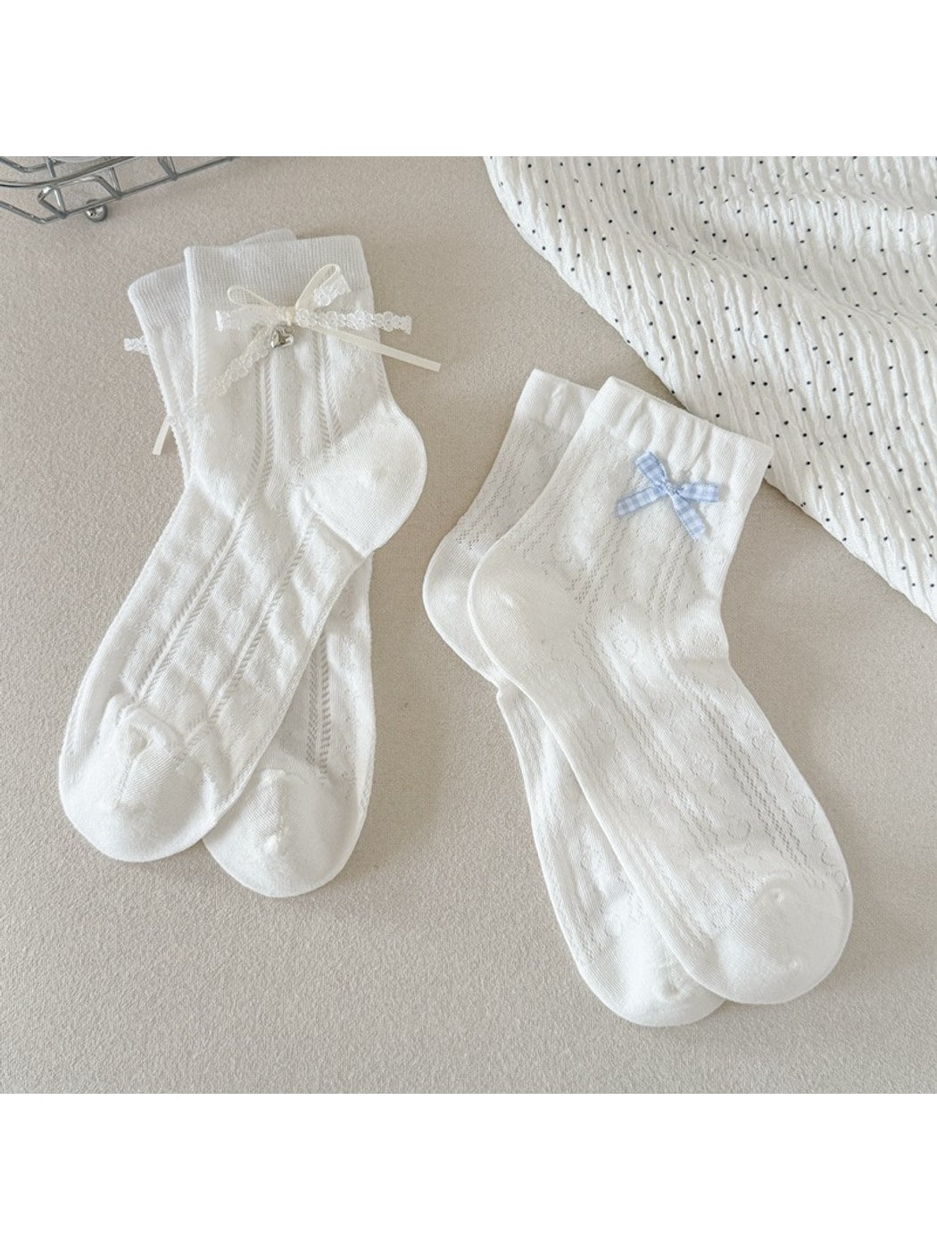 Rufia - Lace Bow Heart Pattern Women's Crew Socks