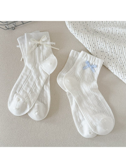 Rufia - Lace Bow Heart Pattern Women's Crew Socks