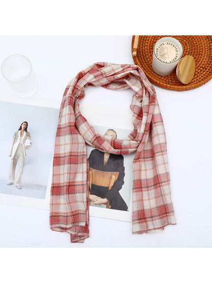 Scarvii - Retro Plaid Geometric Long Rectangle Scarf