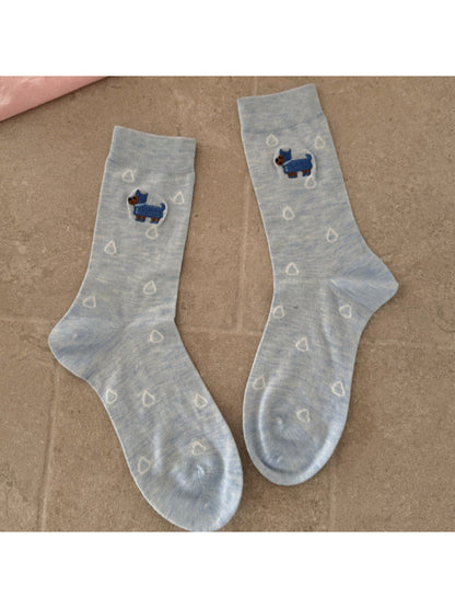 Rufia Raindrop Dog Everyday Socks displayed flat with visible pattern