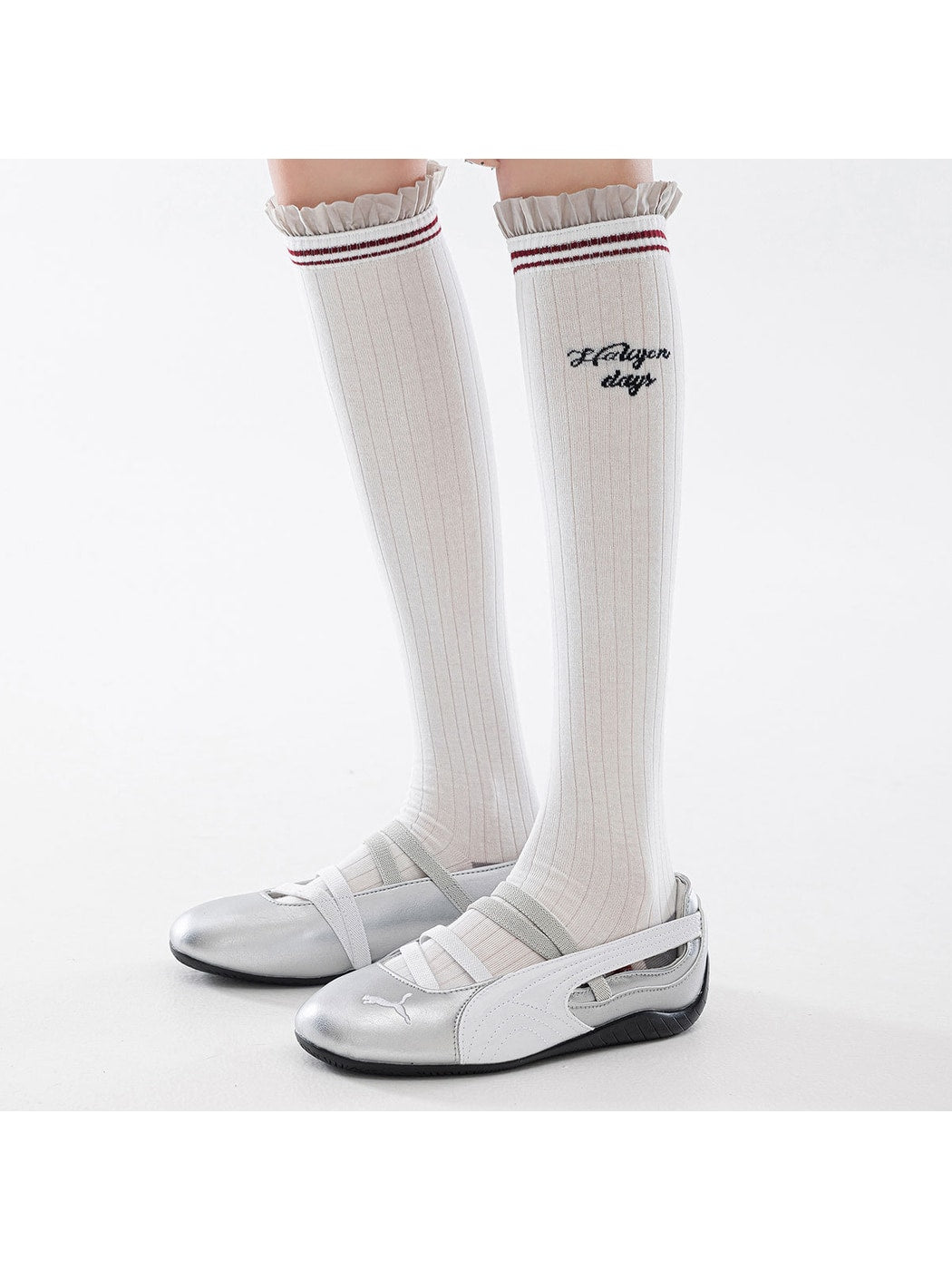 Rufia - Striped Ribbed Casual Knee-high Socks