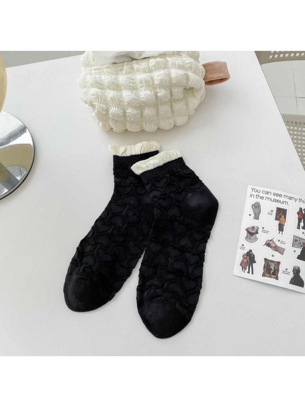 Rufia - Elegant Lace Pattern Crew Socks product image 8