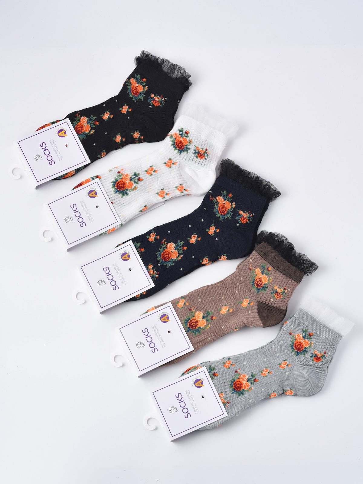 Rufia - Floral Lace Ankle Socks – 5 Colors